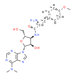 ChemSpider 2D Image | 3'-Deoxy-N,N-dimethyl-3'-{[O-methyl(~14~C_9_)tyrosyl]amino}adenosine | C1314C9H29N7O5