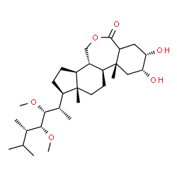 ChemSpider 2D Image | (5S,6R,7aR,7bS,9aS,10R,12aS,12bS)-10-[(2S,3R,4R,5S)-3,4-Dimethoxy-5,6-dimethyl-2-heptanyl]-5,6-dihydroxy-7a,9a-dimethylhexadecahydro-3H-benzo[c]indeno[5,4-e]oxepin-3-one | C30H52O6