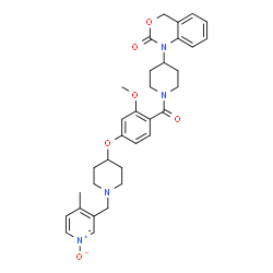 ChemSpider 2D Image | 1-{1-[2-Methoxy-4-({1-[(4-methyl-1-oxido-3-pyridinyl)methyl]-4-piperidinyl}oxy)benzoyl]-4-piperidinyl}-1,4-dihydro-2H-3,1-benzoxazin-2-one | C33H38N4O6