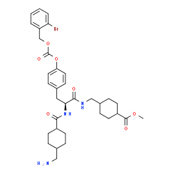 ChemSpider 2D Image | Methyl 4-{[(N-{[4-(aminomethyl)cyclohexyl]carbonyl}-O-{[(2-bromobenzyl)oxy]carbonyl}-L-tyrosyl)amino]methyl}cyclohexanecarboxylate | C34H44BrN3O7