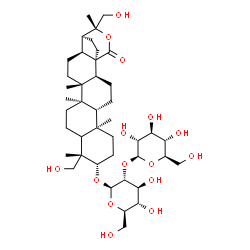 ChemSpider 2D Image | (3beta,5xi,21beta,22R)-24,29-Dihydroxy-28-oxo-22,28-epoxyhopan-3-yl 2-O-beta-D-glucopyranosyl-beta-D-glucopyranoside | C42H68O15