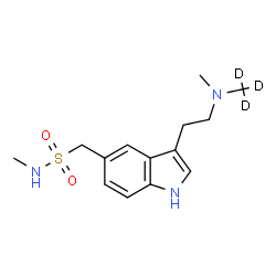 ChemSpider 2D Image | N-Methyl-1-[3-(2-{methyl[(~2~H_3_)methyl]amino}ethyl)-1H-indol-5-yl]methanesulfonamide | C14H18D3N3O2S