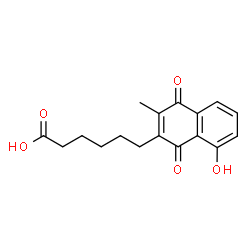 ChemSpider 2D Image | 6-(8-Hydroxy-3-methyl-1,4-dioxo-1,4-dihydro-2-naphthalenyl)hexanoic acid | C17H18O5