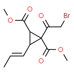 ChemSpider 2D Image | Dimethyl 1-(bromoacetyl)-3-[(1E)-1-propen-1-yl]-1,2-cyclopropanedicarboxylate | C12H15BrO5