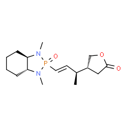 ChemSpider 2D Image | (4R)-4-{(2R,3E)-4-[(3aR,7aR)-1,3-Dimethyl-2-oxidooctahydro-1H-1,3,2-benzodiazaphosphol-2-yl]-3-buten-2-yl}dihydro-2(3H)-furanone | C16H27N2O3P