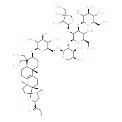 ChemSpider 2D Image | 1-[(3S,3'R,5R,5'S,10S,13S,14S,17S)-3-{[(2R,3R,4S,5S,6R)-6-({[(2S,3R,4S,5S)-3-{[(2S,3R,4S,5R,6R)-3-{[(2S,3R,4R)-3,4-Dihydroxy-4-(hydroxymethyl)tetrahydro-2-furanyl]oxy}-5-hydroxy-6-(hydroxymethyl)-4-{[
(2S,3R,4S,5S,6R)-3,4,5-trihydroxy-6-(hydroxymethyl)tetrahydro-2H-pyran-2-yl]oxy}tetrahydro-2H-pyran-2-yl]oxy}-4,5-dihydroxytetrahydro-2H-pyran-2-yl]oxy}methyl)-3,4,5-trihydroxytetrahydro-2H-pyran-2-yl
]oxy}-4,4-bis(hydroxymethyl)-3',10,13,14-tet | C57H92O28