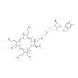 ChemSpider 2D Image | cobaltous;[(2R,3S,4R,5S)-5-(5,6-dimethylbenzimidazol-1-yl)-4-hydroxy-2-(hydroxymethyl)tetrahydrofuran-3-yl] [1-methyl-2-[3-[(1R,2R,3R,5Z,7S,10Z,12S,13S,15Z,17S,18S,19R)-2,13,18-tris(2-amino-2-oxo-ethyl)-7,12,17-tris(3-amino-3-oxo-propyl)-3,5,8,8,13,15,18,19-octamethyl-2,7,12,17-tetrahydro-1H-corrin-24-id-3-yl]propanoylamino]ethyl] phosphate | C62H88CoN13O14P