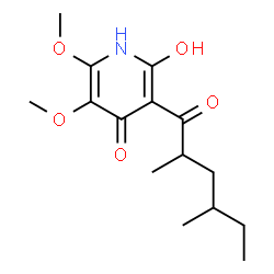 ChemSpider 2D Image | 3-(2,4-Dimethylhexanoyl)-2-hydroxy-5,6-dimethoxy-4(1H)-pyridinone | C15H23NO5