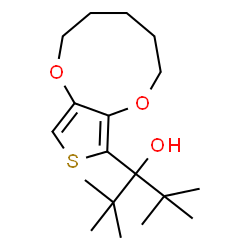 ChemSpider 2D Image | 2,2,4,4-Tetramethyl-3-(3,4,5,6-tetrahydro-2H-thieno[3,4-b][1,4]dioxonin-8-yl)-3-pentanol | C18H30O3S