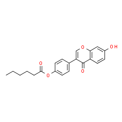 ChemSpider 2D Image | 4-(7-Hydroxy-4-oxo-4H-chromen-3-yl)phenyl hexanoate | C21H20O5