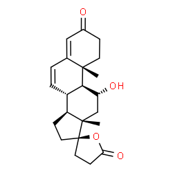 ChemSpider 2D Image | (8S,9S,10R,11R,13S,14S,17R)-11-Hydroxy-10,13-dimethyl-1,8,9,10,11,12,13,14,15,16-decahydro-3'H-spiro[cyclopenta[a]phenanthrene-17,2'-furan]-3,5'(2H,4'H)-dione | C22H28O4
