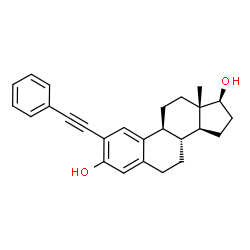 ChemSpider 2D Image | (17beta)-2-(Phenylethynyl)estra-1(10),2,4-triene-3,17-diol | C26H28O2