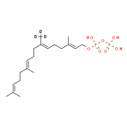 ChemSpider 2D Image | (2E,6E,10E)-3,11,15-Trimethyl-7-(~2~H_3_)methyl-2,6,10,14-hexadecatetraen-1-yl trihydrogen diphosphate | C20H33D3O7P2