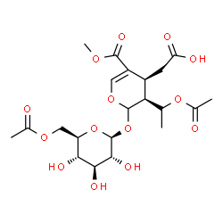 ChemSpider 2D Image | [(3S,4S)-3-[(1R)-1-Acetoxyethyl]-2-[(6-O-acetyl-beta-D-glucopyranosyl)oxy]-5-(methoxycarbonyl)-3,4-dihydro-2H-pyran-4-yl]acetic acid | C21H30O14