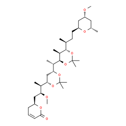 ChemSpider 2D Image | (6S)-6-{(2S,3R)-2-Methoxy-3-[(4S,6R)-6-{(1S)-1-[(4S,5S,6S)-6-{(2S)-4-[(2S,4R,6S)-4-methoxy-6-methyltetrahydro-2H-pyran-2-yl]-2-butanyl}-2,2,5-trimethyl-1,3-dioxan-4-yl]ethyl}-2,2-dimethyl-1,3-dioxan-4
-yl]butyl}-5,6-dihydro-2H-pyran-2-one | C36H62O9