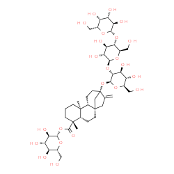 ChemSpider 2D Image | 1-O-[(5beta,8alpha,9beta,10alpha,13alpha)-13-{[beta-D-Galactopyranosyl-(1->4)-beta-D-glucopyranosyl-(1->2)-beta-D-glucopyranosyl]oxy}-18-oxokaur-16-en-18-yl]-beta-D-glucopyranose | C44H70O23
