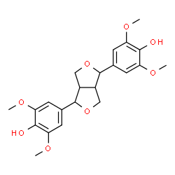 ChemSpider 2D Image | 4,4'-Tetrahydro-1H,3H-furo[3,4-c]furan-1,4-diylbis(2,6-dimethoxyphenol) | C22H26O8