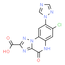 ChemSpider 2D Image | 7-Chloro-4-oxo-8-(1H-1,2,4-triazol-1-yl)-4,5-dihydro[1,2,4]triazolo[1,5-a]quinoxaline-2-carboxylic acid | C12H6ClN7O3