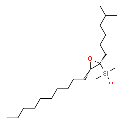 ChemSpider 2D Image | [(2S,3S)-3-Decyl-2-(5-methylhexyl)-2-oxiranyl](dimethyl)silanol | C21H44O2Si