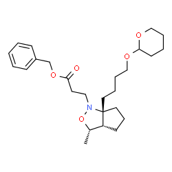 ChemSpider 2D Image | Benzyl 3-{(3S,3aS,6aS)-3-methyl-6a-[4-(tetrahydro-2H-pyran-2-yloxy)butyl]hexahydro-1H-cyclopenta[c][1,2]oxazol-1-yl}propanoate | C26H39NO5