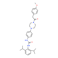 ChemSpider 2D Image | 1-(2,6-Diisopropylphenyl)-3-(4-{4-[(4-methoxyphenyl)acetyl]-1-piperazinyl}phenyl)urea | C32H40N4O3