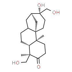 ChemSpider 2D Image | (1S,2S,6R,7R,12R,13R)-13-Hydroxy-6,13-bis(hydroxymethyl)-2,6-dimethyltetracyclo[10.3.1.0~1,10~.0~2,7~]hexadecan-5-one | C20H32O4
