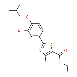 ChemSpider 2D Image | Ethyl 2-(3-bromo-4-isobutoxyphenyl)-4-methyl-5-thiazolecarboxylate | C17H20BrNO3S