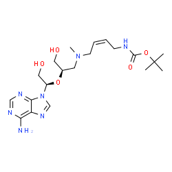 ChemSpider 2D Image | 2-Methyl-2-propanyl {(2Z)-4-[{(2R)-2-[(1R)-1-(6-amino-9H-purin-9-yl)-2-hydroxyethoxy]-3-hydroxypropyl}(methyl)amino]-2-buten-1-yl}carbamate | C20H33N7O5
