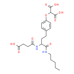 ChemSpider 2D Image | (4-{3-[(3-Carboxypropanoyl)amino]-4-oxo-4-(pentylamino)butyl}phenoxy)malonic acid | C22H30N2O9