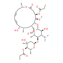 ChemSpider 2D Image | (4R,5R,6R,7S,9S,10S,11Z,13Z,16S)-6-{[(2R,3S,4S,5R,6S)-4-(Dimethylamino)-3-hydroxy-5-{[(2R,4S,5R,6R)-4-hydroxy-4,6-dimethyl-5-(propionyloxy)tetrahydro-2H-pyran-2-yl]oxy}-6-methyltetrahydro-2H-pyran-2-y
l]oxy}-10-hydroxy-5-methoxy-9,16-dimethyl-2-oxo-7-(2-oxoethyl)oxacyclohexadeca-11,13-dien-4-yl propanoate (non-preferred name) | C41H67NO15