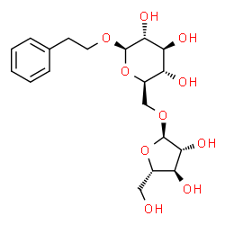 ChemSpider 2D Image | 2-Phenylethyl 6-O-alpha-L-arabinofuranosyl-beta-D-glucopyranoside | C19H28O10