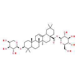 ChemSpider 2D Image | 1-O-[(3beta,5xi,9xi)-3-(alpha-L-Arabinopyranosyloxy)-28-oxoolean-12-en-28-yl]-beta-D-glucopyranose | C41H66O12
