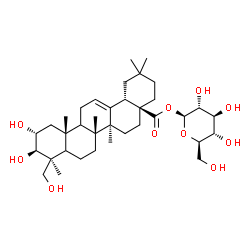 ChemSpider 2D Image | 1-O-[(2alpha,3beta,5xi,9xi)-2,3,24-Trihydroxy-28-oxoolean-12-en-28-yl]-beta-D-glucopyranose | C36H58O10