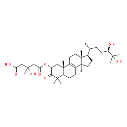 ChemSpider 2D Image | 5-{[(2alpha,5xi,24R)-24,25-Dihydroxy-3-oxolanost-8-en-2-yl]oxy}-3-hydroxy-3-methyl-5-oxopentanoic acid | C36H58O8