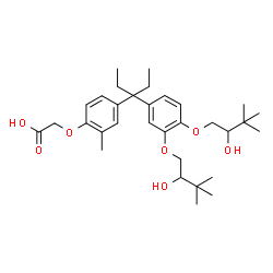 ChemSpider 2D Image | (4-{3-[3,4-Bis(2-hydroxy-3,3-dimethylbutoxy)phenyl]-3-pentanyl}-2-methylphenoxy)acetic acid | C32H48O7