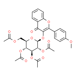 ChemSpider 2D Image | 2-(4-Methoxyphenyl)-4-oxo-4H-chromen-3-yl 2,3,4,6-tetra-O-acetyl-beta-D-glucopyranoside | C30H30O13