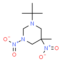 ChemSpider 2D Image | 5-Methyl-1-(2-methyl-2-propanyl)-3,5-dinitrohexahydropyrimidine | C9H18N4O4