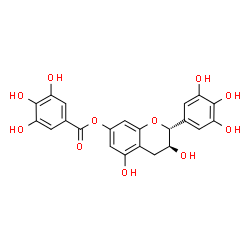 ChemSpider 2D Image | (2R,3S)-3,5-Dihydroxy-2-(3,4,5-trihydroxyphenyl)-3,4-dihydro-2H-chromen-7-yl 3,4,5-trihydroxybenzoate | C22H18O11