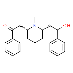 ChemSpider 2D Image | 2-[(2R,6S)-6-(2-Hydroxy-2-phenylethyl)-1-methyl-2-piperidinyl]-1-phenylethanone | C22H27NO2
