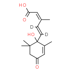 ChemSpider 2D Image | (2Z,4E)-5-(1-Hydroxy-2,6,6-trimethyl-4-oxo-2-cyclohexen-1-yl)-3-methyl(4,5-~2~H_2_)-2,4-pentadienoic acid | C15H18D2O4