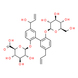 ChemSpider 2D Image | 5'-Allyl-2'-(beta-D-glucopyranosyloxy)-5-(1-hydroxy-2-propen-1-yl)-2-biphenylyl beta-D-glucopyranosiduronic acid | C30H36O14