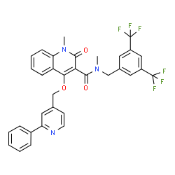 ChemSpider 2D Image | N-[3,5-Bis(trifluoromethyl)benzyl]-N,1-dimethyl-2-oxo-4-[(2-phenyl-4-pyridinyl)methoxy]-1,2-dihydro-3-quinolinecarboxamide | C33H25F6N3O3