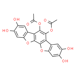 ChemSpider 2D Image | 2,3,8,9-Tetrahydroxybenzo[b][1]benzofuro[3,2-g][1]benzofuran-5,6-diyl diacetate | C22H14O10