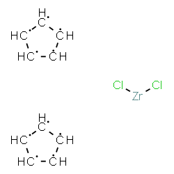 ChemSpider 2D Image | 1,2,3,4,5-Cyclopentanepentayl - dichlorozirconium (2:1) | C10H10Cl2Zr