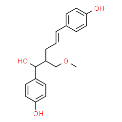 ChemSpider 2D Image | 4,4'-[(1E)-5-Hydroxy-4-(methoxymethyl)-1-pentene-1,5-diyl]diphenol | C19H22O4