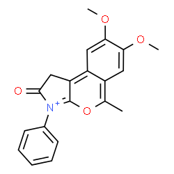 ChemSpider 2D Image | 7,8-Dimethoxy-5-methyl-2-oxo-3-phenyl-1,2-dihydroisochromeno[3,4-b]pyrrol-3-ium | C20H18NO4