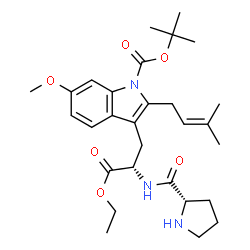 ChemSpider 2D Image | Ethyl L-prolyl-6-methoxy-2-(3-methyl-2-buten-1-yl)-1-{[(2-methyl-2-propanyl)oxy]carbonyl}-L-tryptophanate | C29H41N3O6
