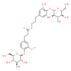 ChemSpider 2D Image | 3-[4-(beta-D-Glucopyranosyloxy)-3-hydroxyphenyl]propyl 3-[4-(beta-D-glucopyranosyloxy)-3-methoxyphenyl]propanoate | C31H42O16