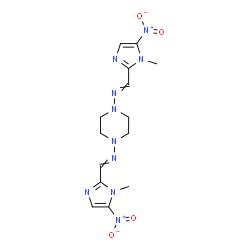 ChemSpider 2D Image | N,N'-1,4-Piperazinediylbis[1-(1-methyl-5-nitro-1H-imidazol-2-yl)methanimine] | C14H18N10O4
