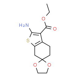 ChemSpider 2D Image | Ethyl 2-amino-4,7-dihydro-5H-spiro[1-benzothiophene-6,2'-[1,3]dioxolane]-3-carboxylate | C13H17NO4S
